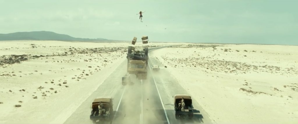 wonder woman truck launch chase scene action