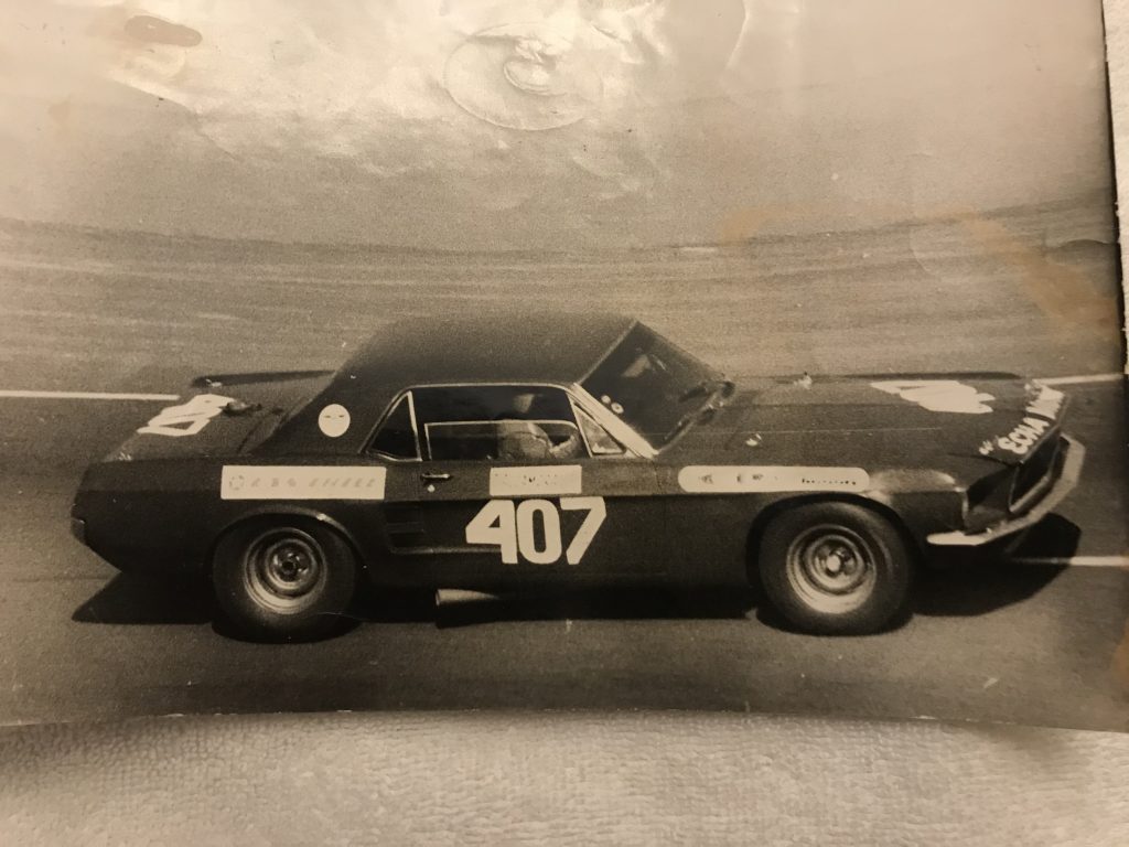 1967 Holman-Moody Mustang Batman historical black white side profile