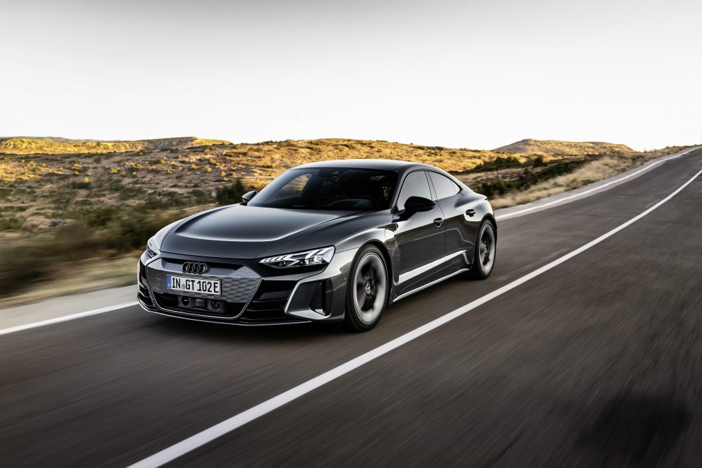 2022 Audi e-tron GT driving road rolling