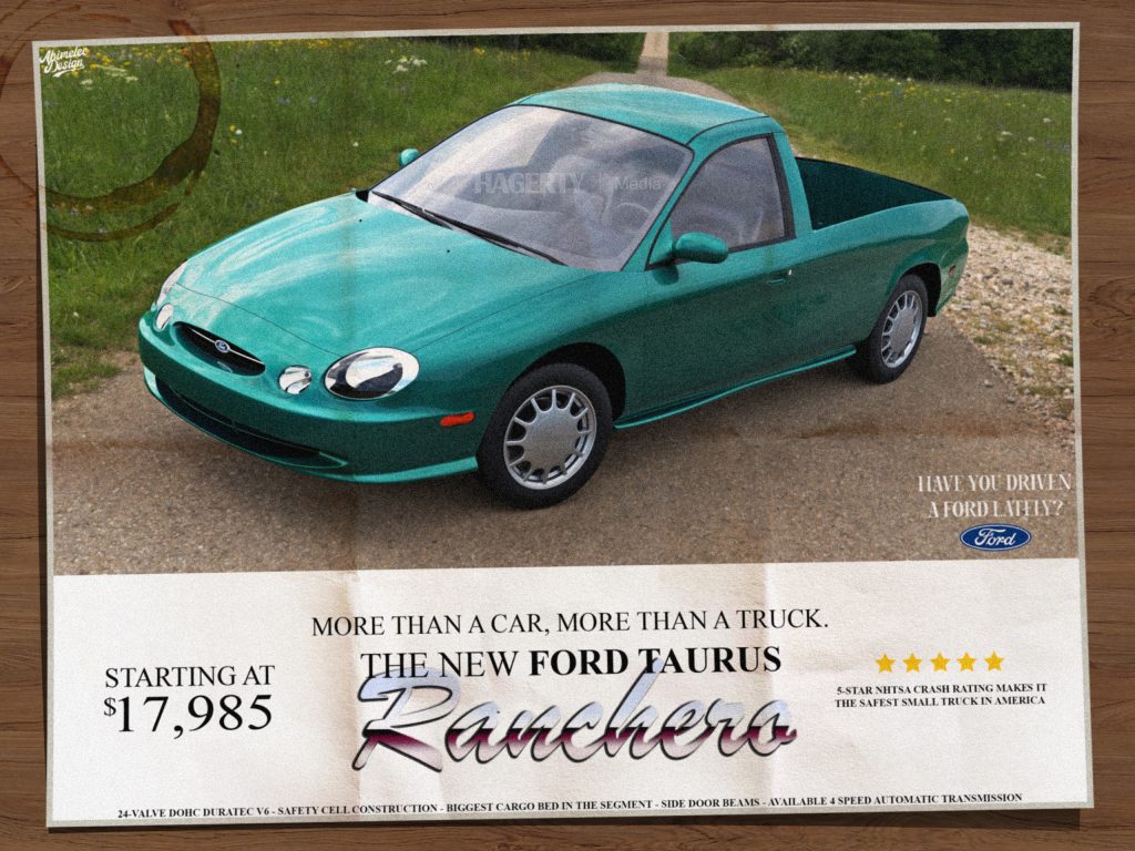 Ford Taurus Ranchero ad render mockup