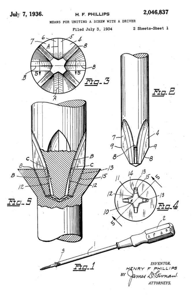 Phillips screw patent
