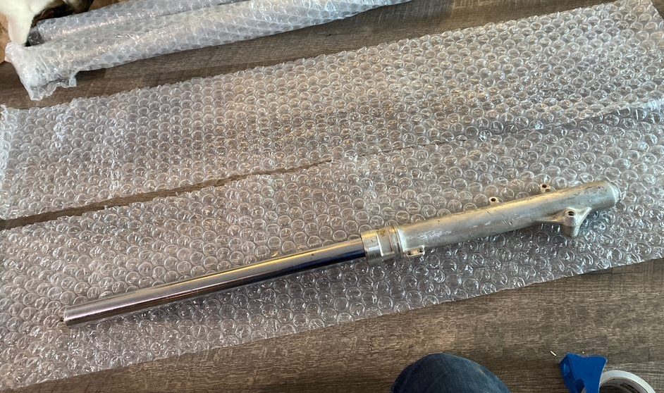 Honda XR250R forks being packaged