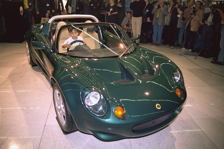 Young Elisa Artioli in Green Lotus Elise