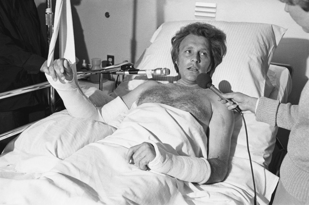 Evel Knievel Giving Interviews in Hospital