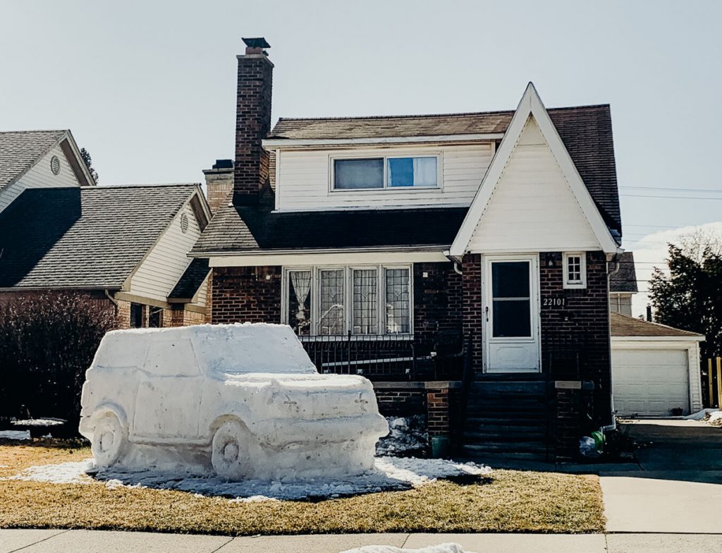 New Ford Bronco Snow Sculpture