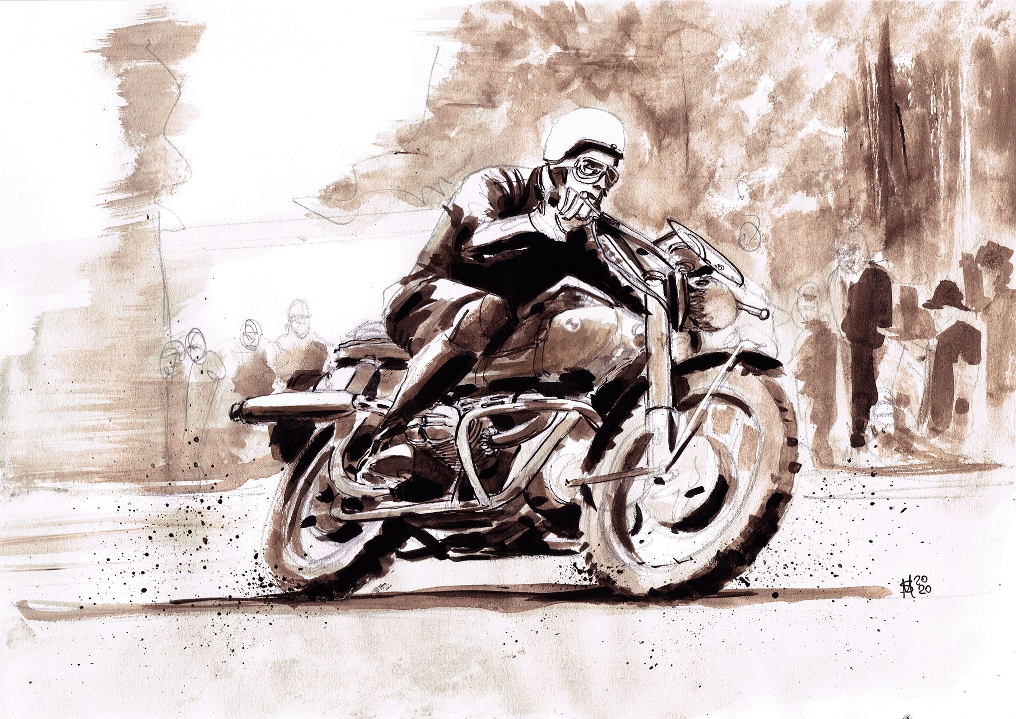 BMW R69S illustration rider