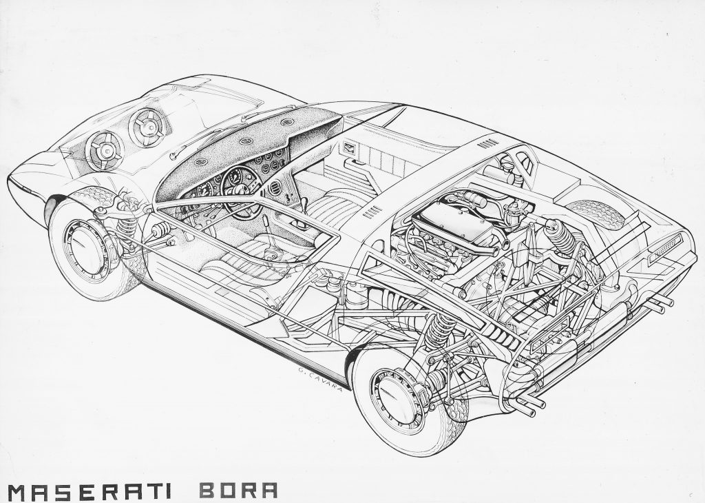 Maserati Bora schematic design drawing