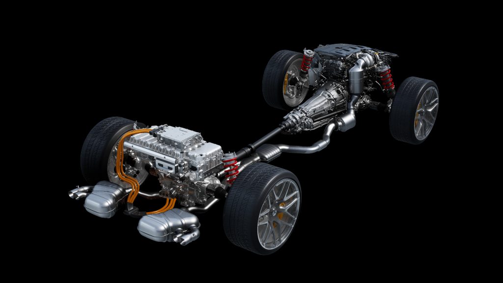 Mercedes-AMG Electrification four-cylinder drivetrain diagram