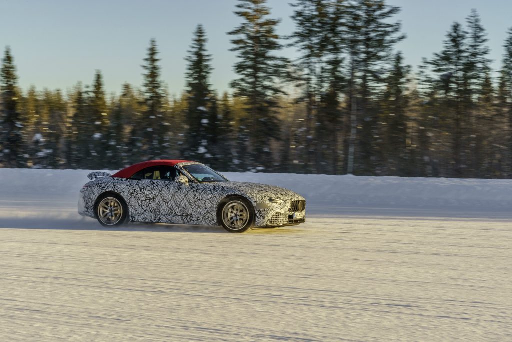 Mercedes SL winter testing single car side profile