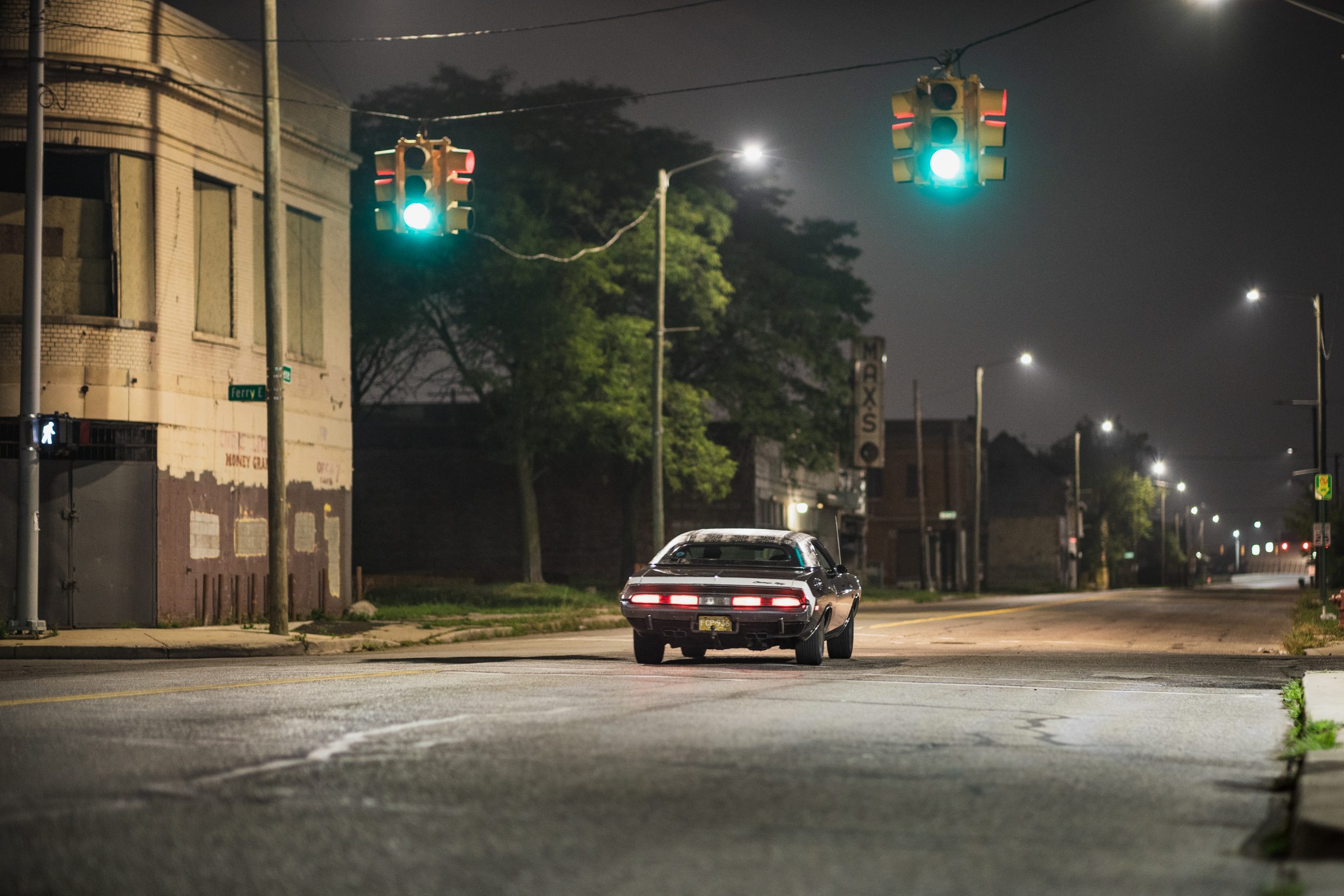 black ghost challenger green lights detroit
