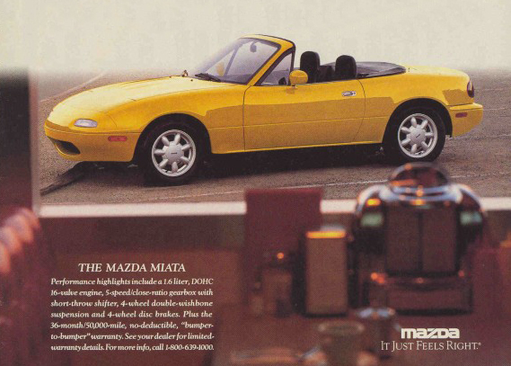 Sunburst yellow miata ad