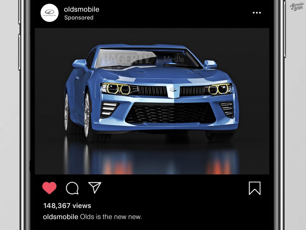 2021 Oldsmobile Cutlass Supreme what if graphic render instagram ad mockup