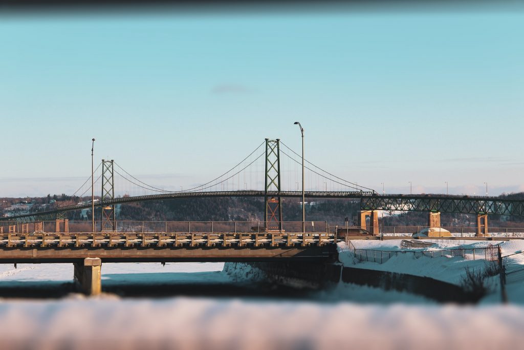 Chute Montmorency, Avenue Royale, Québec, QC, Canada bridge snow winter