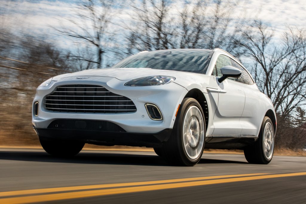 2021 Aston Martin DBX front three-quarter action