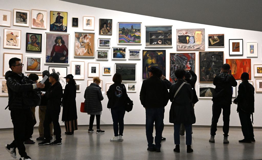 People tour the Guggenheim Museum in New York City