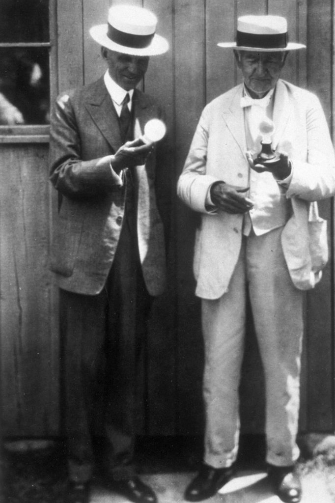 Henry Ford Thomas Edison Examining Light Bulbs