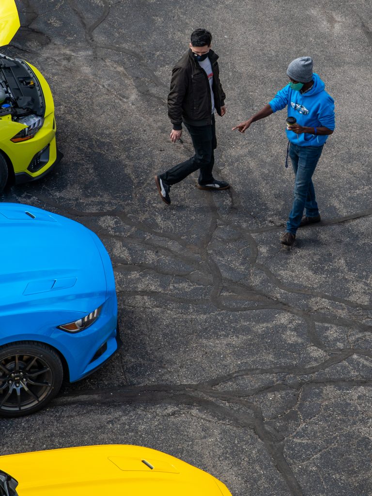 Mustang Week parking lot overhead