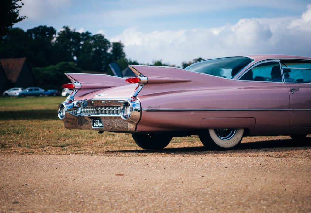 Vintage Cadillac Fins Coupe De Ville Pink