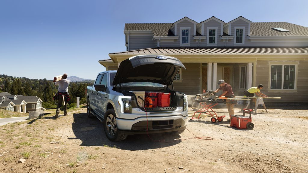 Ford F-150 Lightning EV front three-quarter frunk