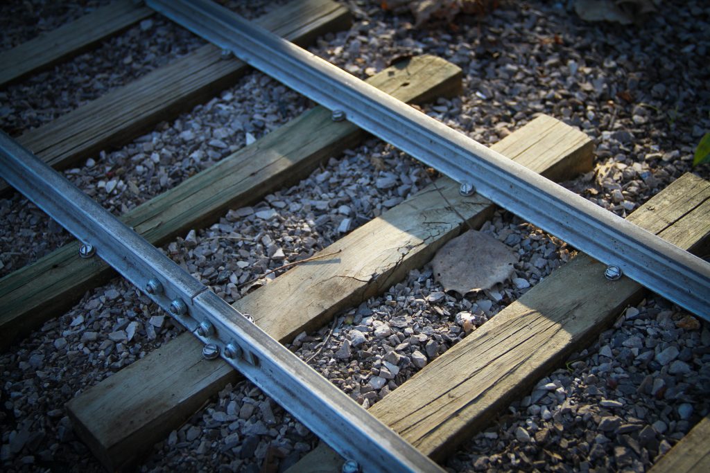 scale locomotive rails close