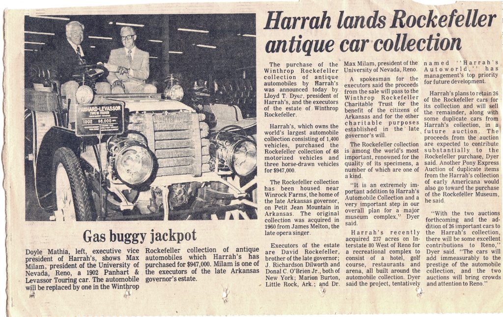 Harrah Lands Rockfeller Collection