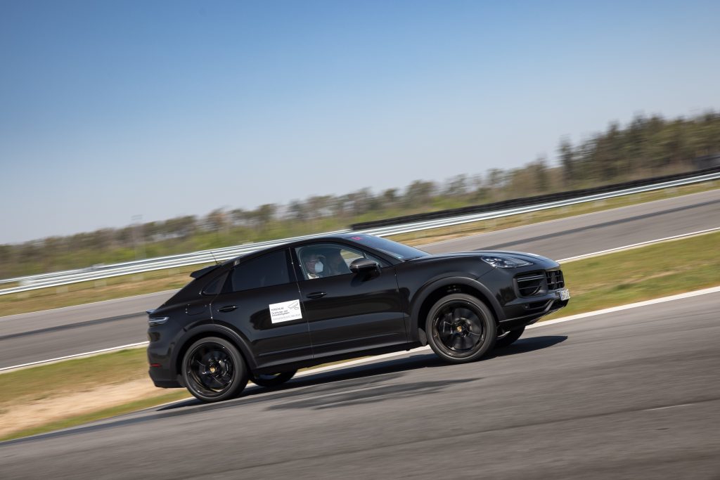 Porsche Cayenne V-8 prototype track action side profile
