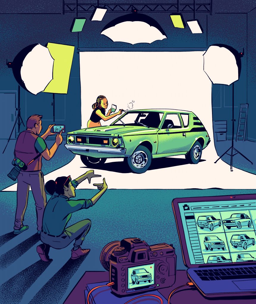 car photoshoot illustration
