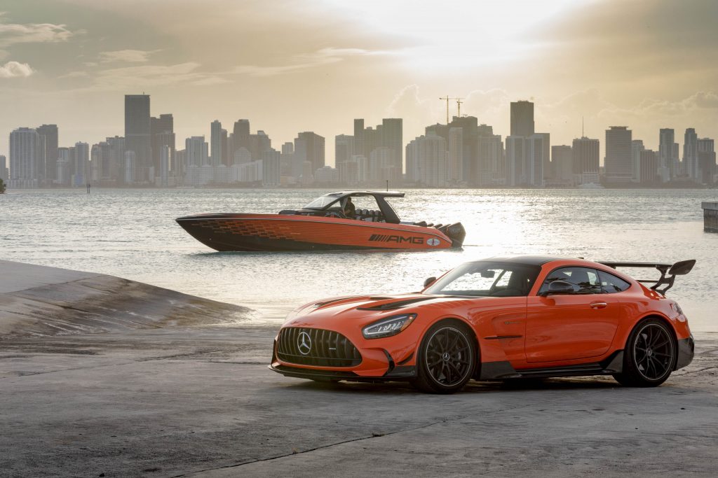 Mercedes-AMG GT Black Series and Cigarette 41' Nighthawk AMG Black Series