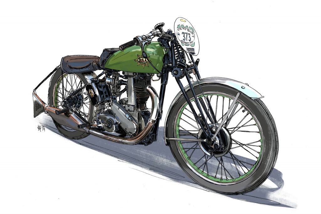 BSA motorcycle racer illustration