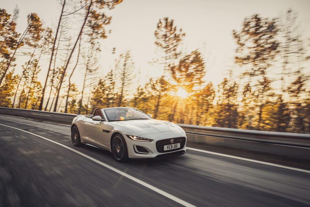 2022 Jaguar F-TYPE R-Dynamic P450 RWD Fuji White rolling