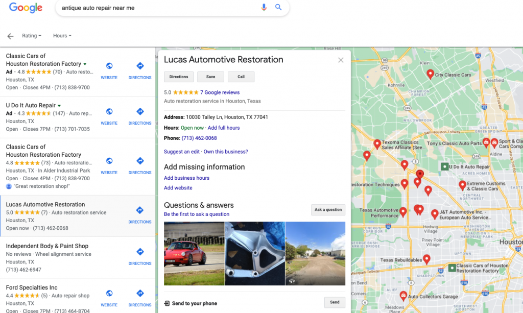 Google Near Me search