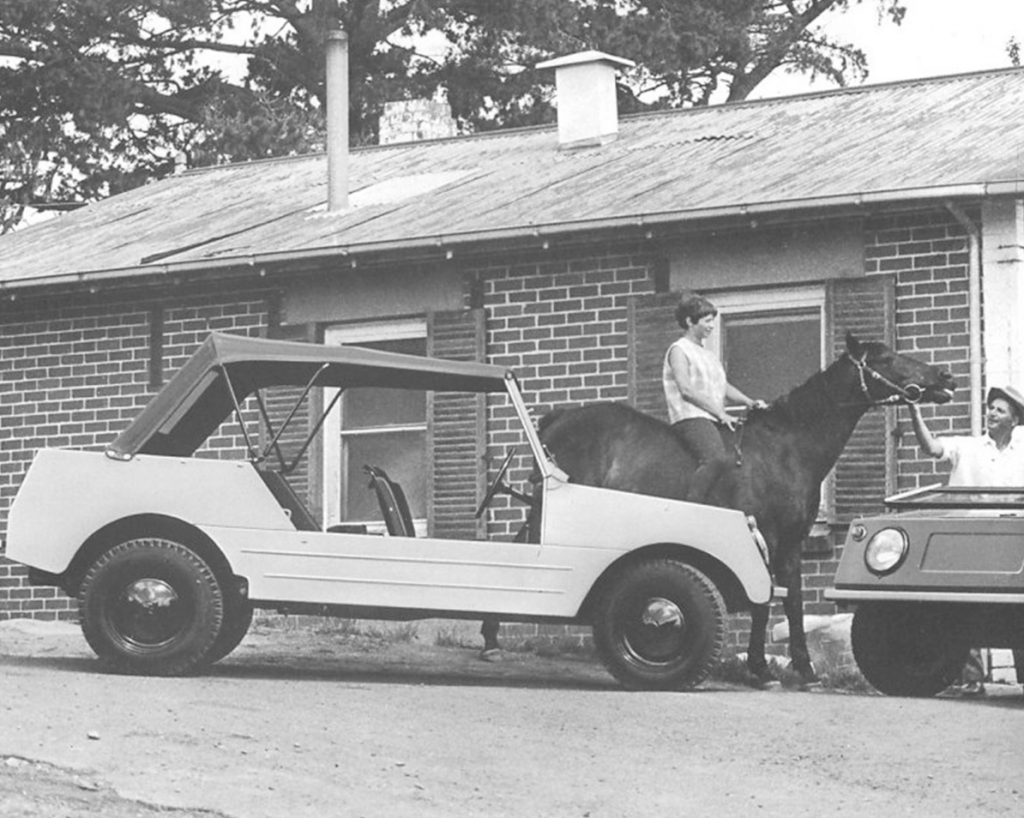 VW buggy black and white side profile