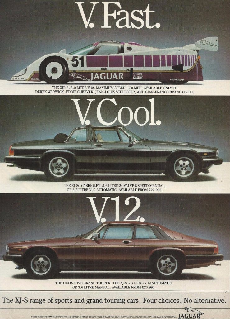 Jaguar v12 vintage ad