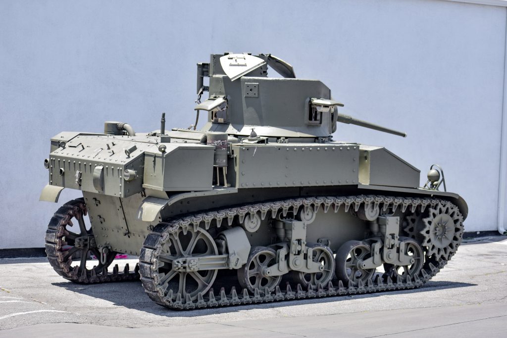 1941 M3 Stuart Tank rear three-quarter