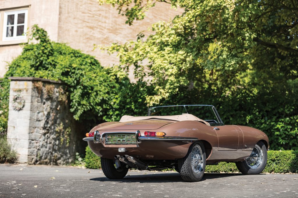 Jaguar E-Type Bronze rear three-quarter