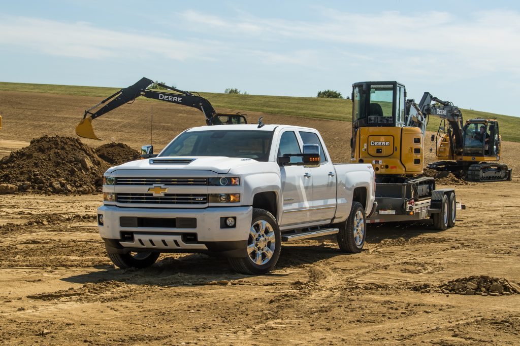 2018 Silverado 2500 HD White LTZ Custom Sport Crew Cab towing Jo