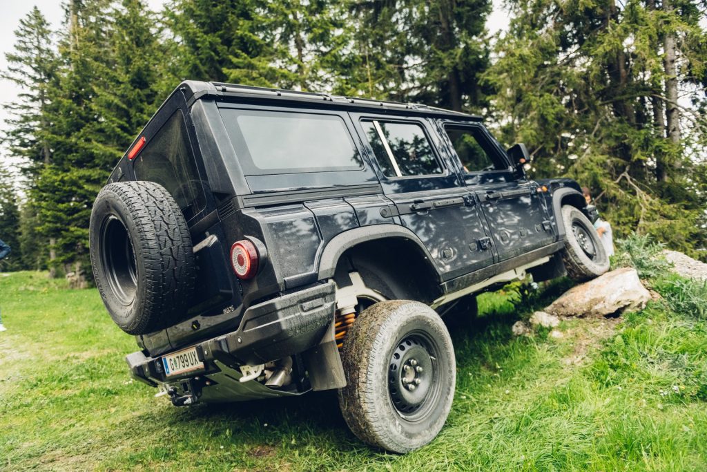 Ineos Grenadier rear three-quarter suspension articulation