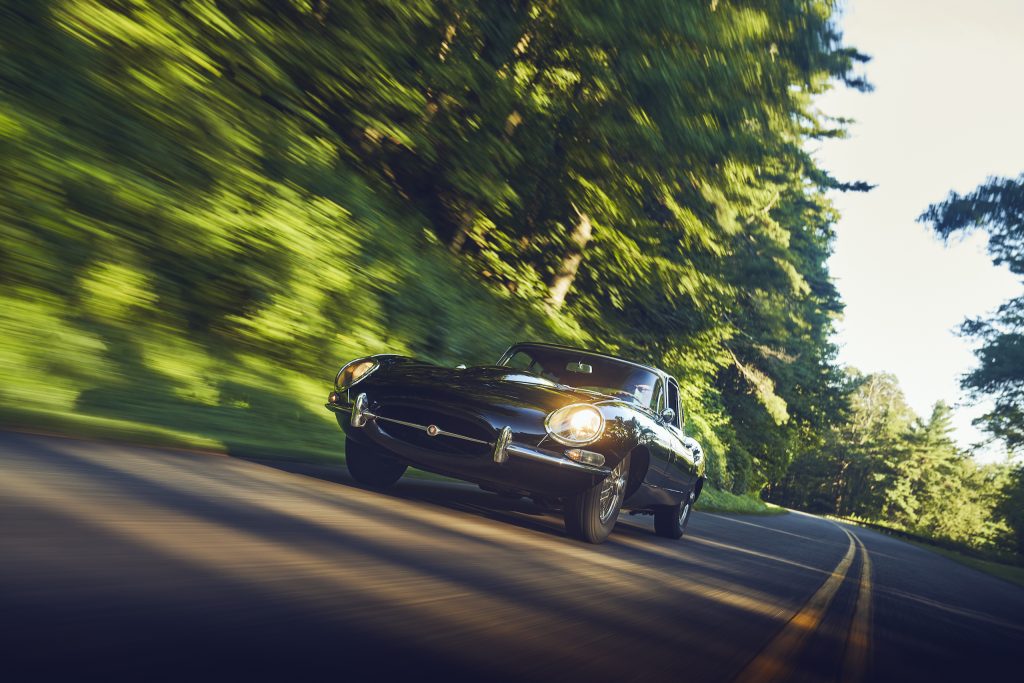 Jaguar E-Type front three-quarter action Jaguar E-Type front three-quarter action