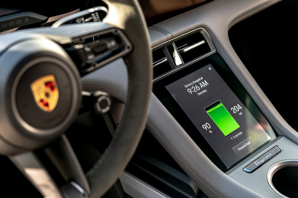 Porsche Taycan interior Battery Tech Info Screen