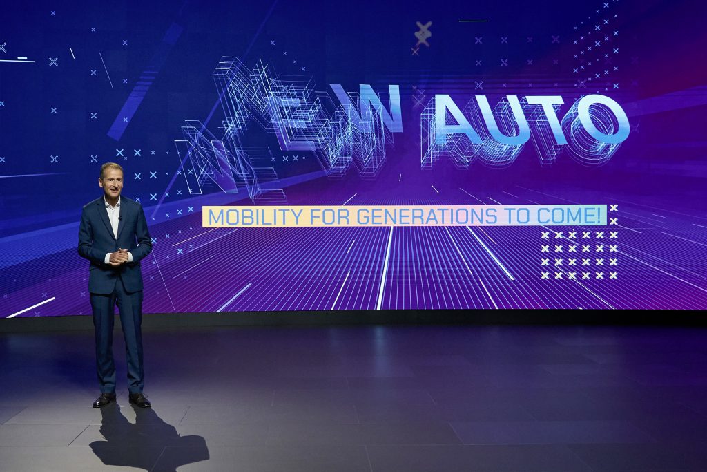 VW New Auto Dr Herbert Diess on stage