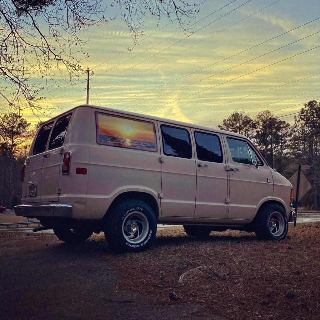 Vintage Van rear three-quarter sunset