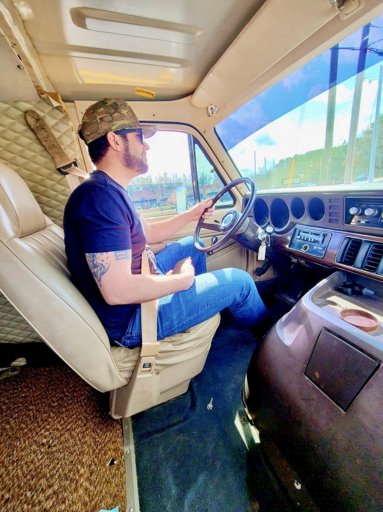 Vintage Van interior driving action