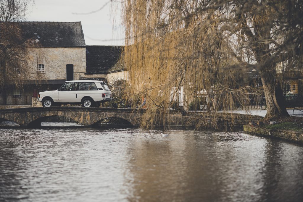 Range Rover Restomod rear three-quarter bridge crossing