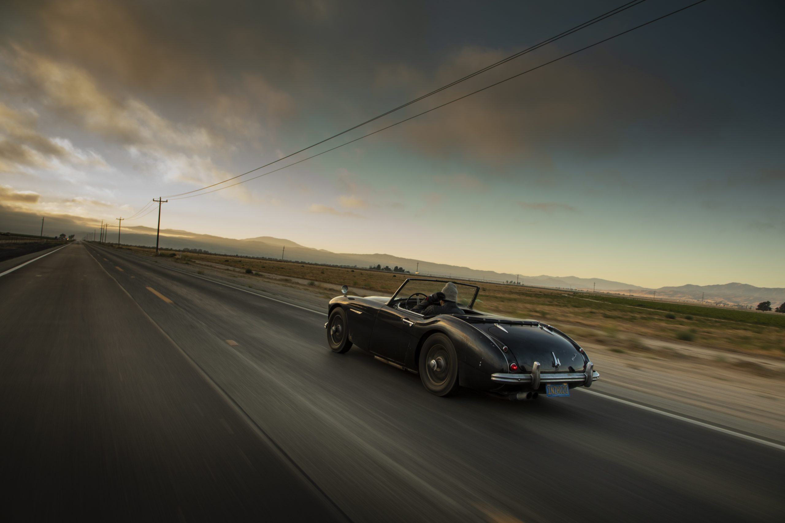 Austin-Healey dawn rear three-quarter action