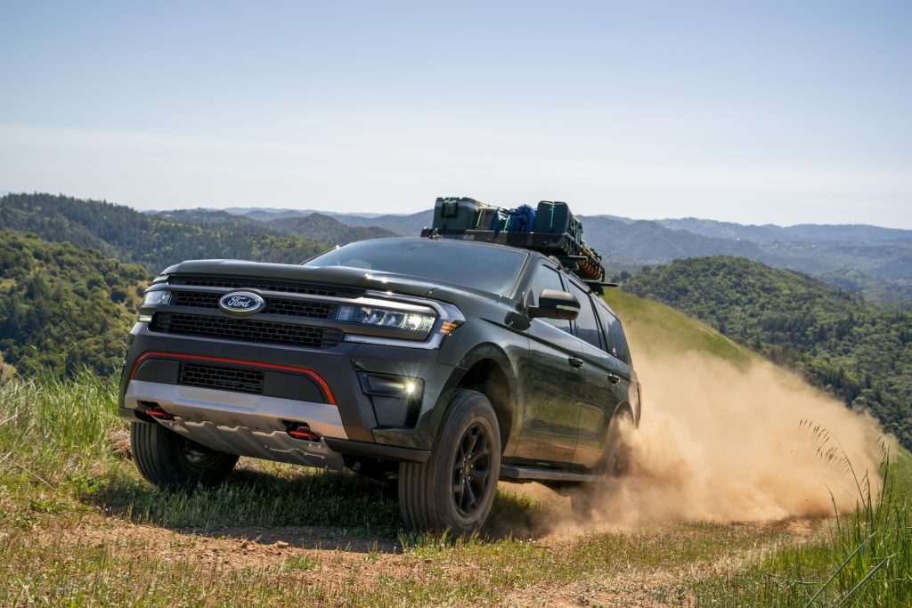 2022 Ford Expedition Timberline front three quarter dirt