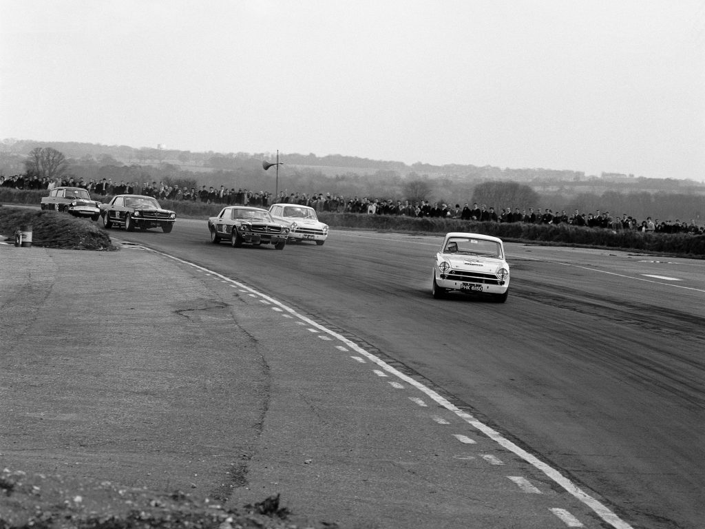 1966 Jim Clark Lotus Cortina racing race car Ford Mustang