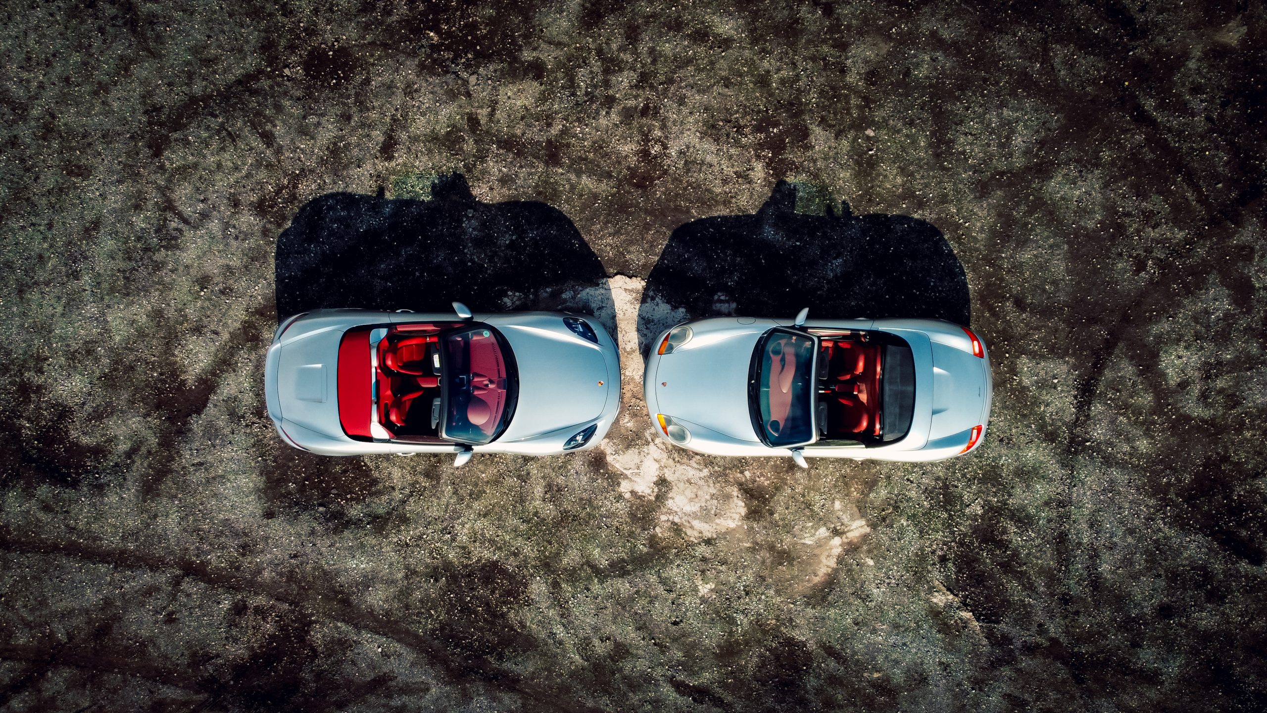 Porsche Boxster nose to nose overhead