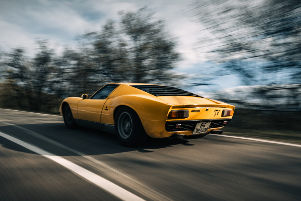 1973 Lamborghini Miura SV rear tracking 2