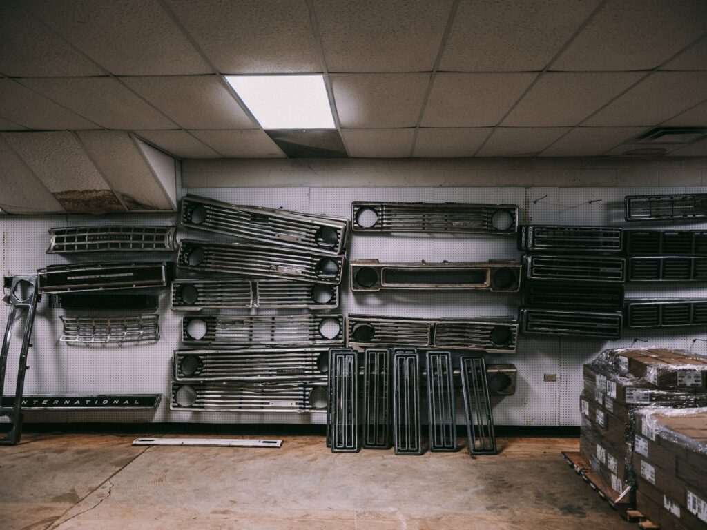 Scout restoration shop grilles on wall