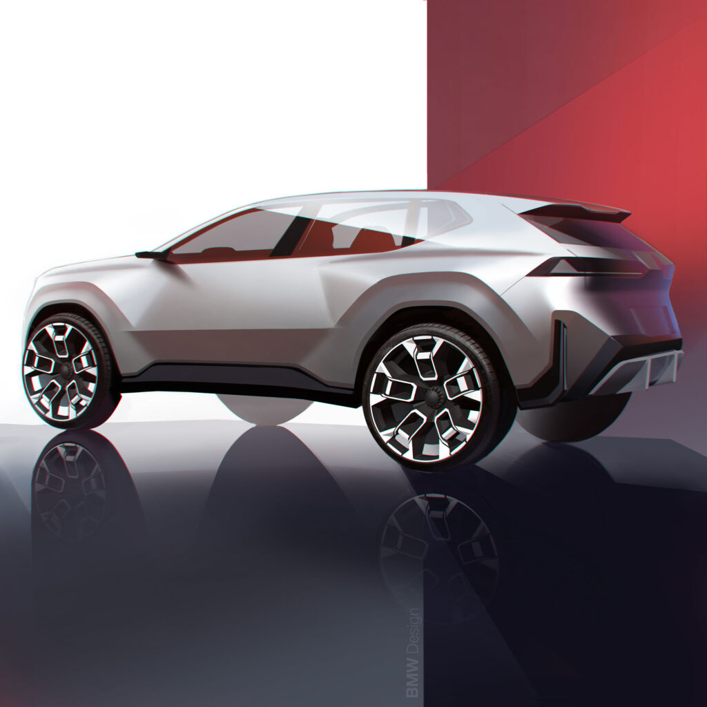 BMW Neue Klasse X exterior sketch rear three quarter